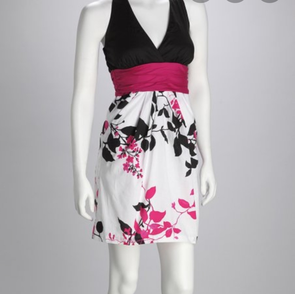 Speechless black and pink, floral halter dress